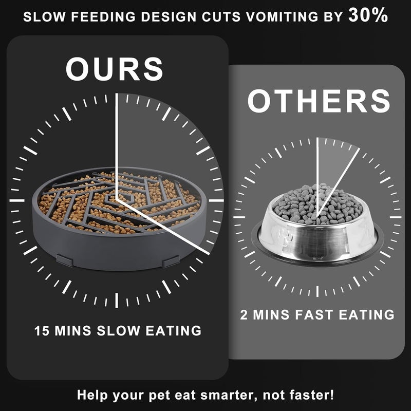 tobyto Slow Feeder Dog Bowls Large Medium Breed,Anti-Choking Slow Eating Dog Food Bowl,Non Slip Pet Slower Food Feeding Bowls Large Puzzle Slow Feeder Bloat Stop Maze Dog Dishes,Gray - Image 4